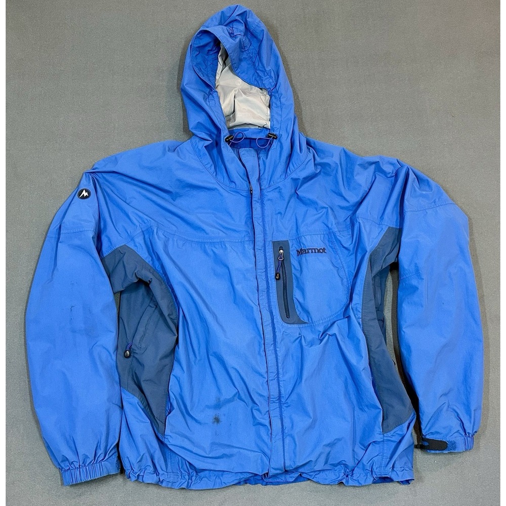 Marmot Jacket Full Zip Softshell Hooded Blue Coat Hiking Mens Size XL